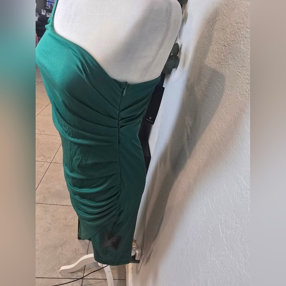 Lulu's Chic Emerald One-Shoulder Midi Dress Size L - Picture 5 of 6